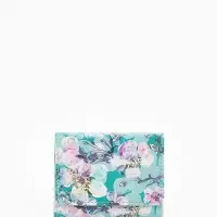 Кошелёк женский на кнопке, 10.5&times;2.5&times;8.5 см, с цветочным принтом, бирюзовый