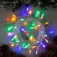 Гирлянда &laquo;Нить&raquo; 5 м с насадками &laquo;Игла&raquo;, IP20, прозрачная нить, 50 LED, свечение мульти, 8 режимов, 220 В
