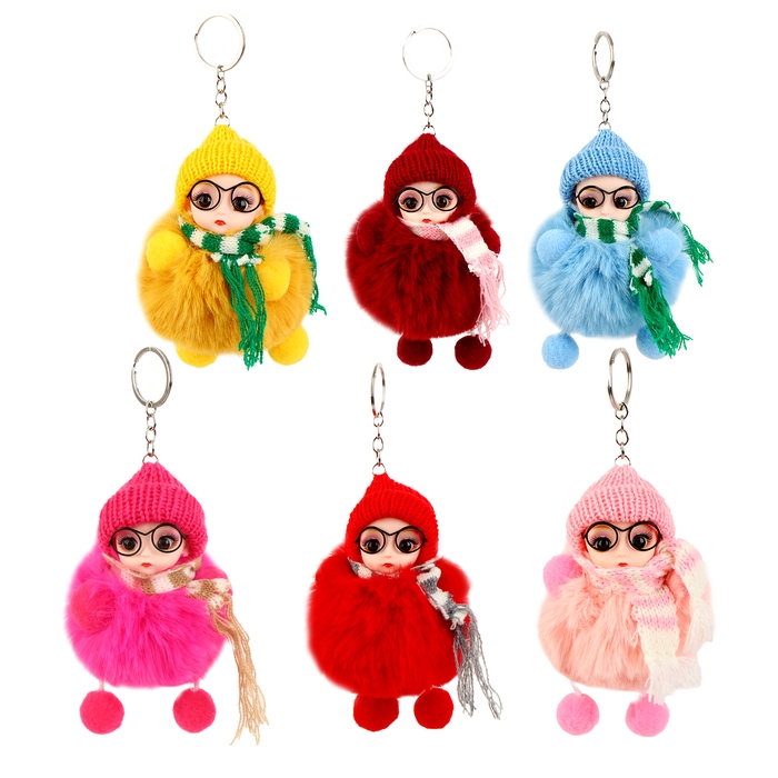 Мягкая игрушка «Зимняя куколка» в очках, на брелоке, 16 см, цвет МИКС Мягкая игрушка «Зимняя куколка» в очках, на брелоке, 16 см, цвет МИКС