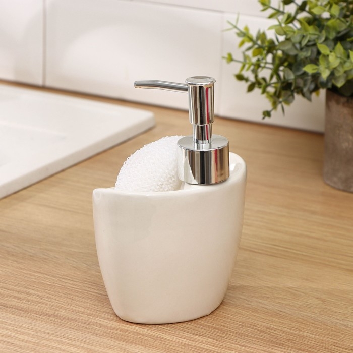 Дозатор для моющего средства с подставкой для губки Доляна «Лаванда», 260 мл Дозатор для моющего средства с подставкой для губки Доляна «Лаванда», 260 мл