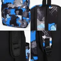 Рюкзак школьный на молнии, с карманами, с принтом, 30&times;13&times;42 см, синий