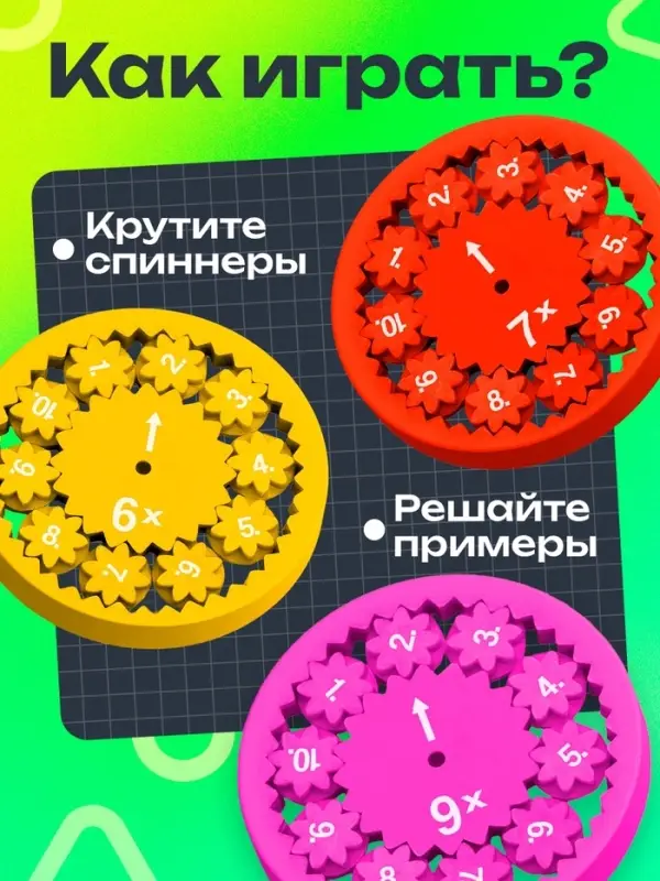 Развивающий набор &laquo;Математические спиннеры. Дели и умножай!&raquo;, 5 спиннеров, 5+