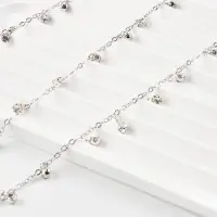 Цепочка со стразами 4 мм. L=100 см, мелкое плетение 2*1,8 мм, цвет серебро