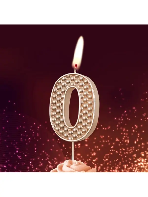 Свеча в торт на шпажке "Жемчужная", цифра "0", шампань