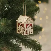 Ёлочная игрушка &laquo;Домик с колокольчиками&raquo;, 8&times;5&times;6 см, 1 LED, от батареек, свечение тёплое белое