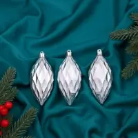 Ёлочные игрушки набор 3 шт. &laquo;Сосулька-рубик&raquo;, 10 см, серебро