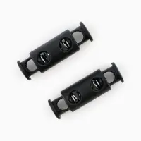 Фиксатор для шнура, двойной, d=5 мм, 11&times;33 мм, 30 шт., чёрный