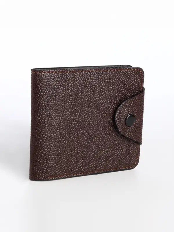 Портмоне мужское на кнопке, коричневое