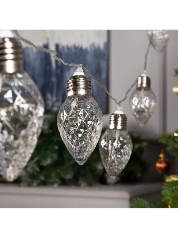 Гирлянда &laquo;Нить&raquo; 3 м с насадками &laquo;Лампочки шишки&raquo;, IP20, прозрачная нить, 80 LED, свечение мульти, 8 режимов, 220 В