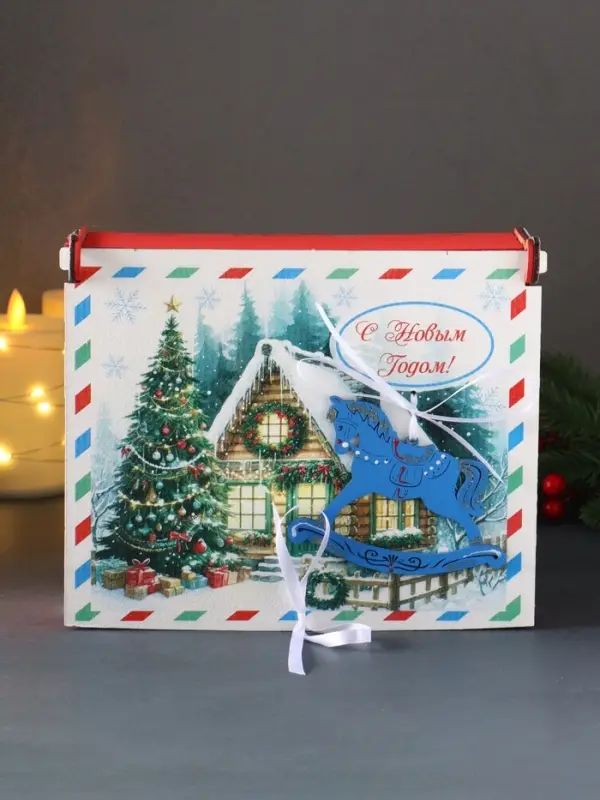 Шкатулка «С Новым Годом», с сувениром, 24×20×9 см