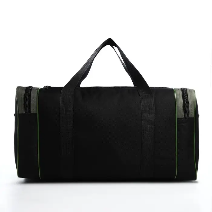 Сумка дорожная на молнии, 3 наружных кармана, длинный ремень, цвет чёрный/хаки Сумка дорожная на молнии, 3 наружных кармана, длинный ремень, цвет чёрный/хаки