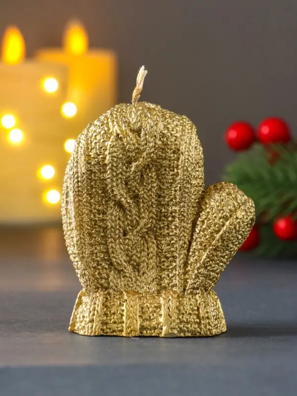 Свеча "Варежка", лак золото