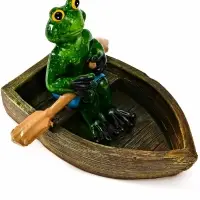 Садовая фигура из полистоуна &laquo;Лягушка в лодке&raquo;, 14&times;13&times;9.5 см, плавающая