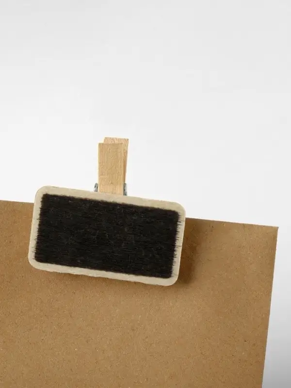 Ценник меловой на прищепке &laquo;Прямоугольник&raquo;, 4&times;3.5 см, чёрный, бежевый