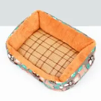 Лежанка для животных, 45&times;30&times;15 см, ротанговый коврик, бежево-серая