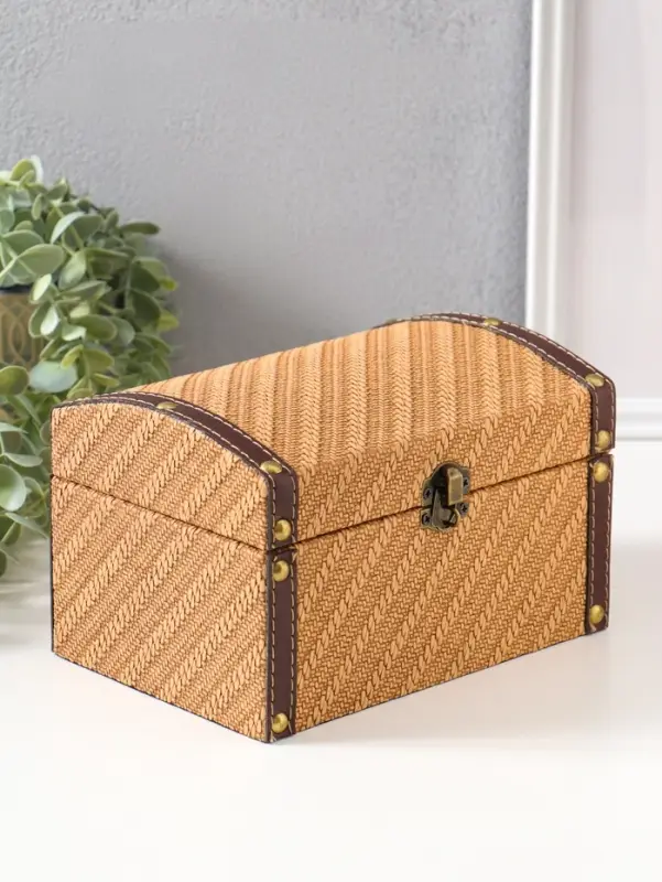 Шкатулка дерево "Диагональ" охра набор 2 шт 19х13,5х12 23х17х14 см