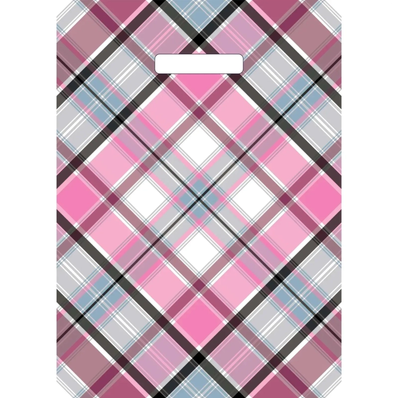 Пакет с вырубной ручкой 29х40 (35) Шотландка 50 шт/уп