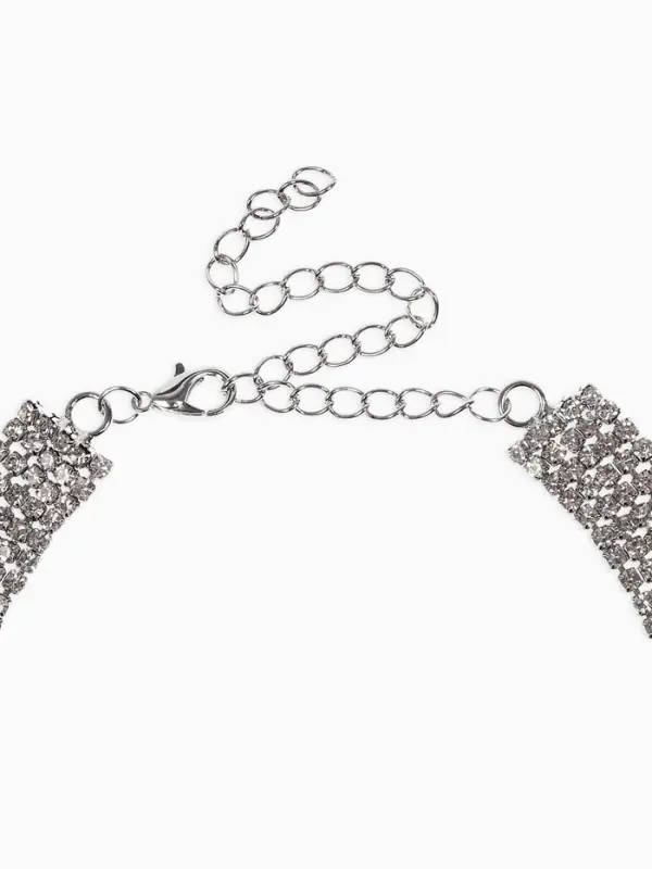 Колье &laquo;Водопад&raquo;, волна, белое в серебре, 25 см