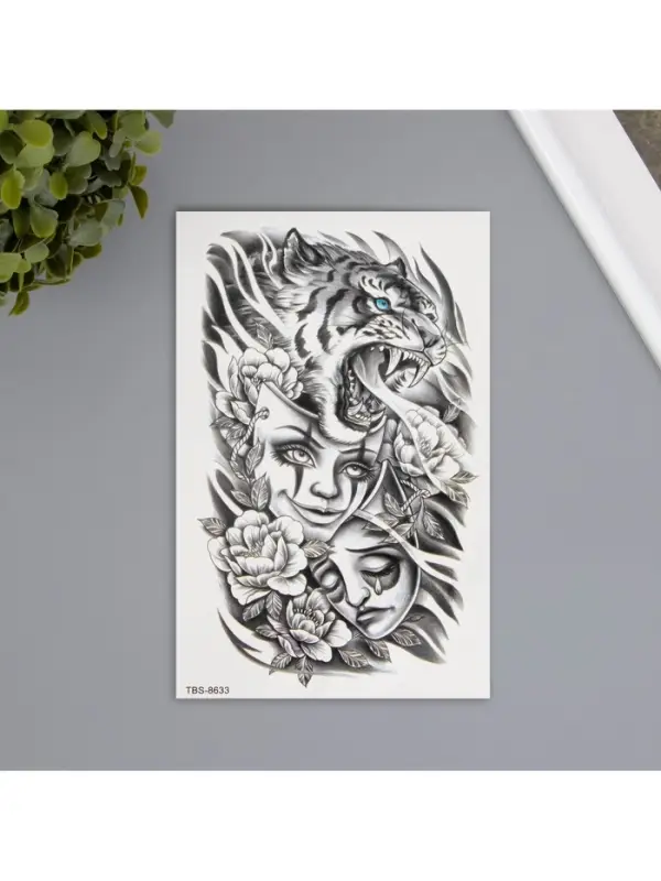 Переводная тату на тело чёрная &laquo;Театр&raquo;, 12&times;19 см