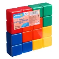 Кубики детские, пластиковые, цветные,16 штук, 6&times;6 см