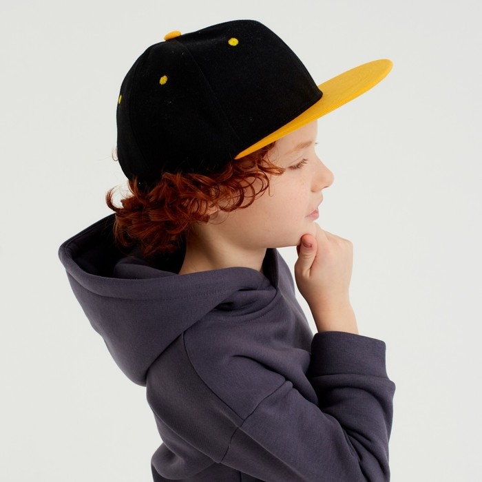 Бейсболка с прямым козырьком для мальчика MINAKU, размер 54, цвет чёрный/жёлтый Бейсболка с прямым козырьком для мальчика MINAKU, размер 54, цвет чёрный/жёлтый