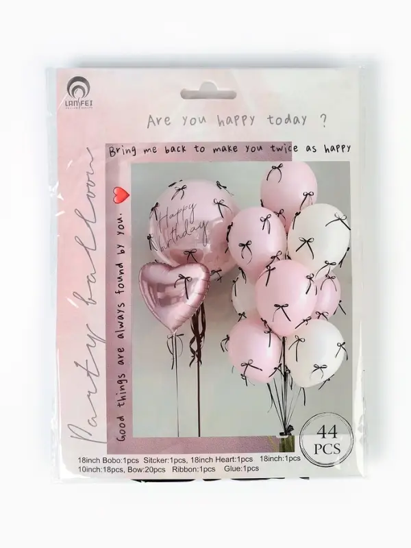 Воздушные шары, набор латекс, фольга, полимер с бантиками, белый розовый цвет, 44 предмета   1090074 Воздушные шары, набор латекс, фольга, полимер с бантиками, белый розовый цвет, 44 предмета   1090074