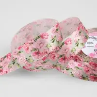Лента атласная &laquo;Пионы&raquo;, 25 мм &times; 18 &plusmn; 1 м, цвет разноцветный