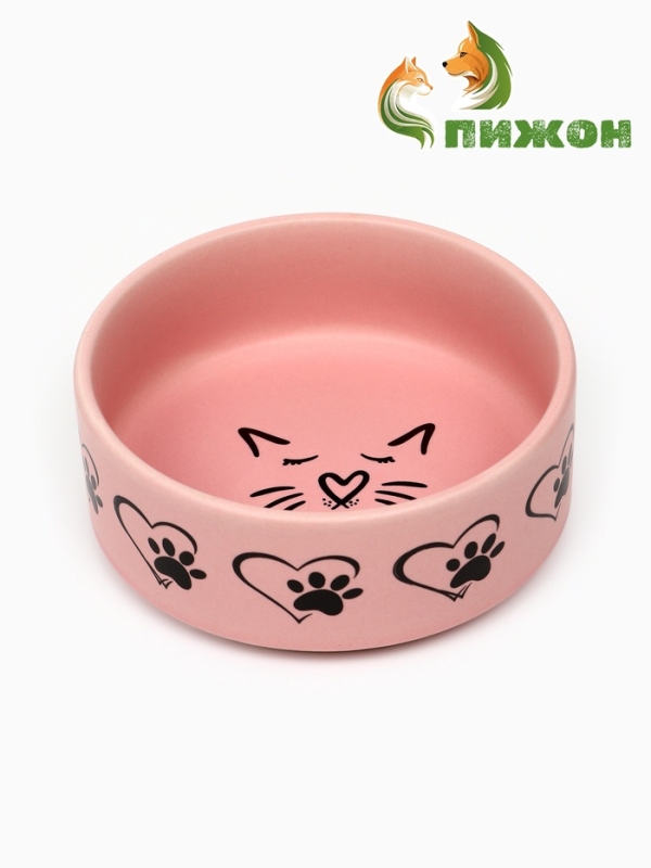 Миска керамическая матовая  Миска керамическая матовая "Кошачья мордочка" 180 мл,  10,5 х 4 см, розовая