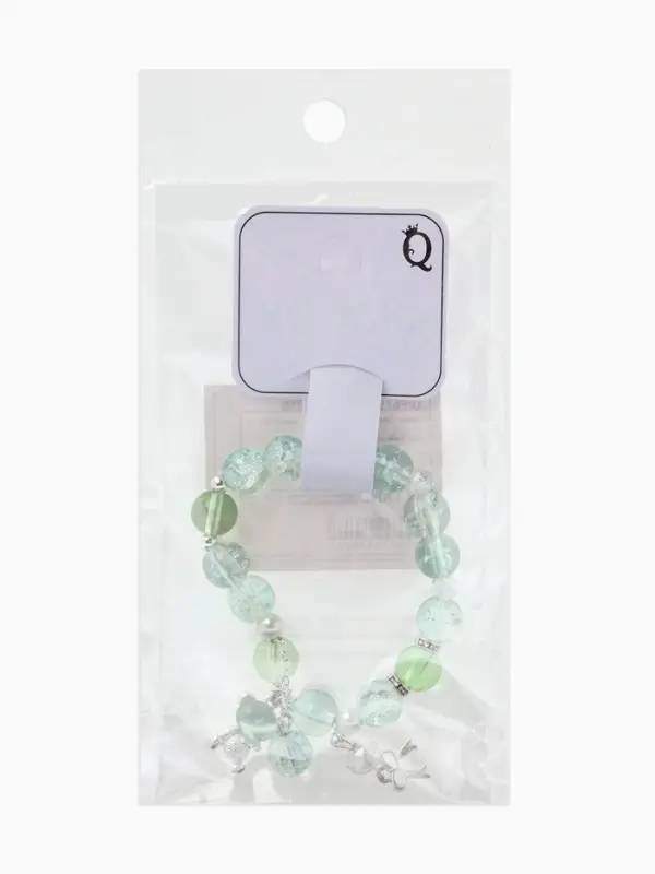 Браслет с подвесками &laquo;Сахарный. Мишка&raquo;, шар №10/8, d=6 см, зелёный, голубой в серебре