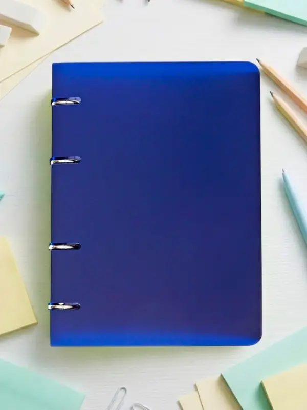 Тетрадь на кольцах Calligrata A5, 80 листов, в клетку, пластиковая обложка, блок офсет, синяя