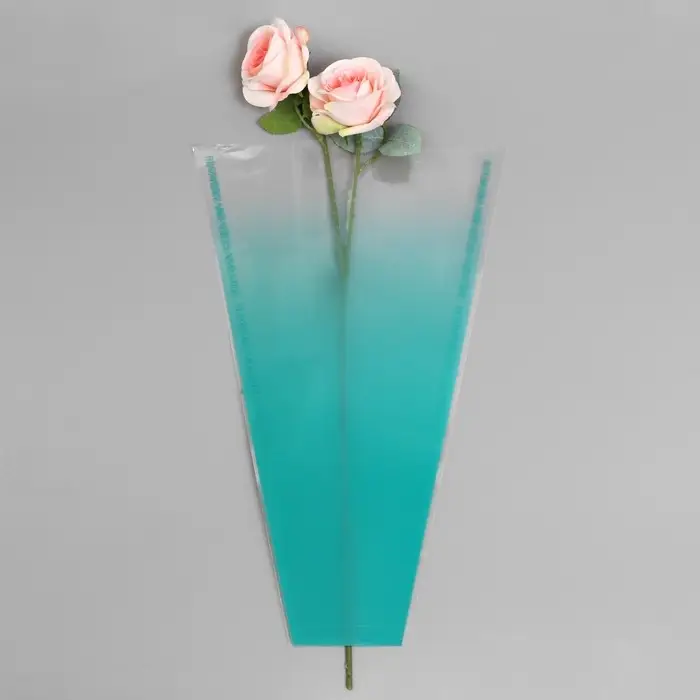 Пакет конус для цветов, «Переход», 29+10×45 см, зелёный Пакет конус для цветов, «Переход», 29+10×45 см, зелёный