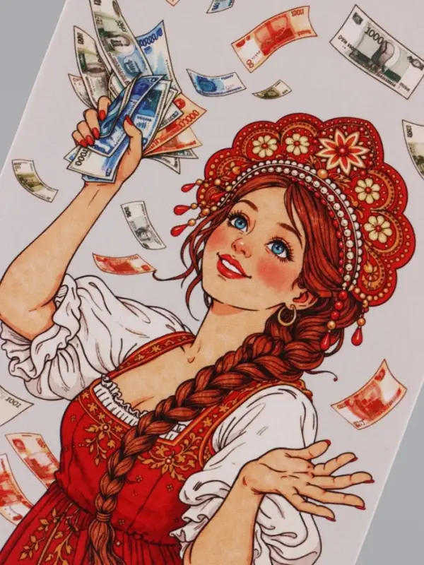 Конверт для денег &laquo;Деньги на ветер&raquo;, красавица, 16.5&times;8 см