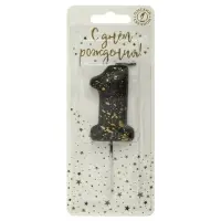Свеча в торт "Черные брызги", цифра "1"