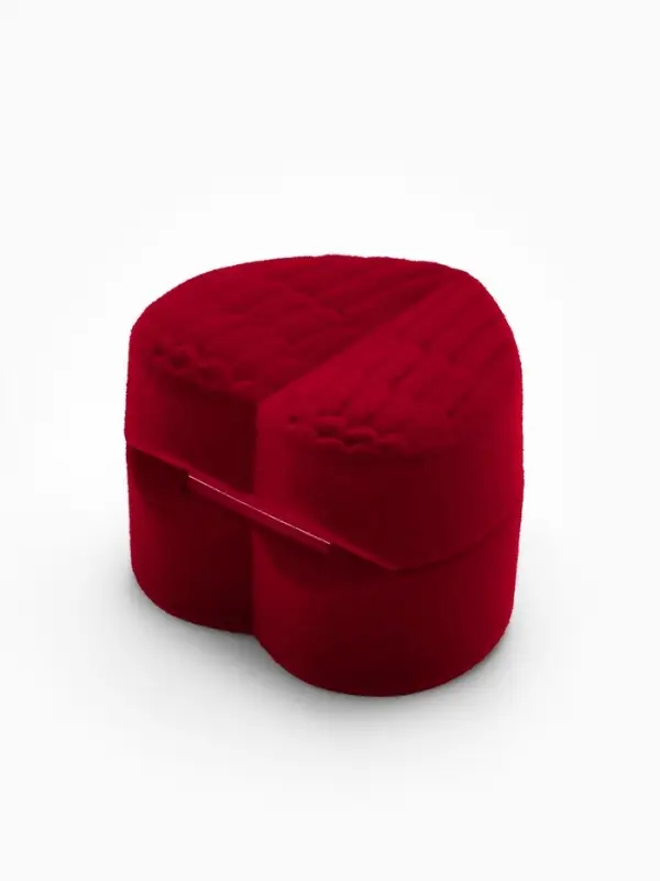 Футляр под серьги, кольцо &laquo;Сердце&raquo;, бархатный, 5.2&times;4.6 см, бордовый