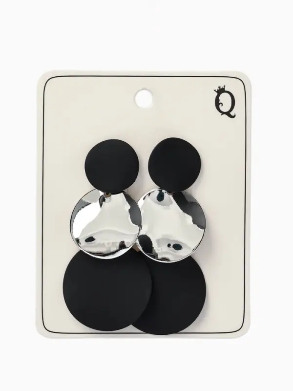 Серьги &laquo;Трио круги&raquo;, чёрные в серебре