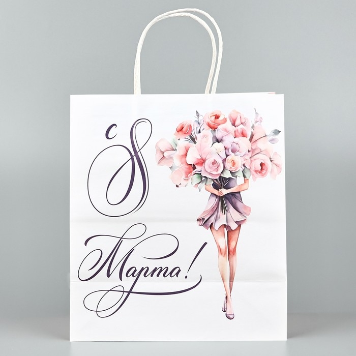 Пакет подарочный крафт «8 марта», цветы, 22 х 25 х 12 см Пакет подарочный крафт «8 марта», цветы, 22 х 25 х 12 см