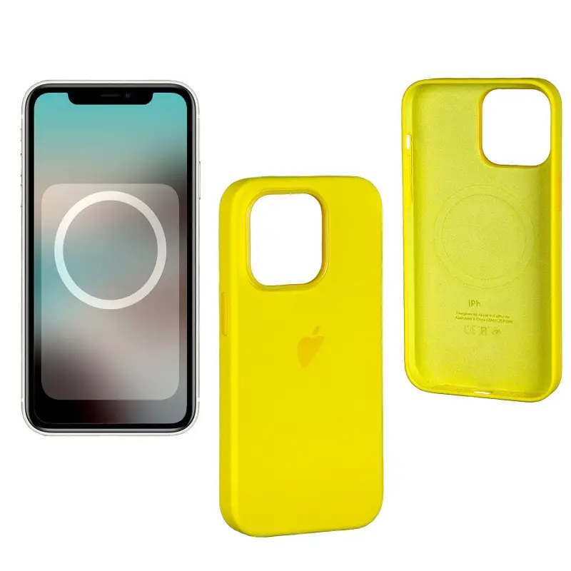 Чехол iPh 14 Pro Silicon Case 100% ORG Yellow (MagSafe + анимация NFC Clear) c LOGO