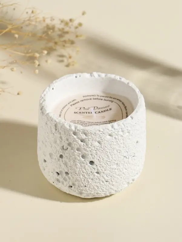 Свеча в подсвечнике вулканическом &laquo;Лава&raquo;, белая, 8.5&times;8.5&times;7.5 см