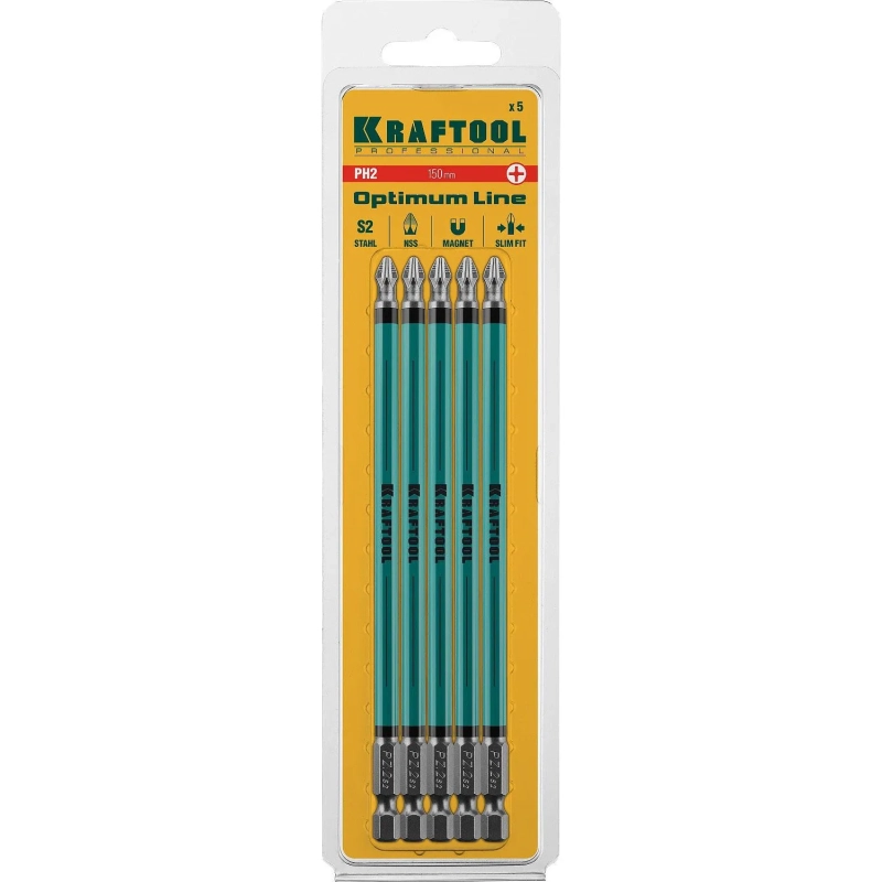 Бита KRAFTOOL Optimum Line PH2, 150 мм, тип E, 5 шт/уп (26122-2-150-5)