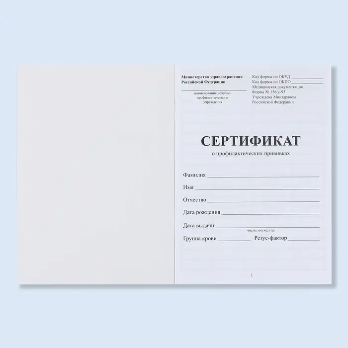 Сертификат о профилактических прививках А6, классика, 24 страницы Сертификат о профилактических прививках А6, классика, 24 страницы