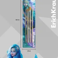 Набор кистей для акварели и гуаши ErichKrause Aquamarine, 4 штуки, синтетика, в блистере