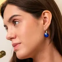 Серьги со стразами &laquo;Яркая классика&raquo;, синие в серебре, d=1.4 см