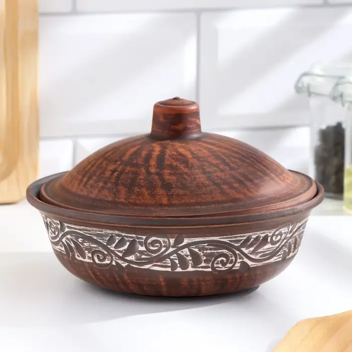 Блюдо для запекания &laquo;Ангоб&raquo;, 550 мл, 11&times;16 см, красная глина