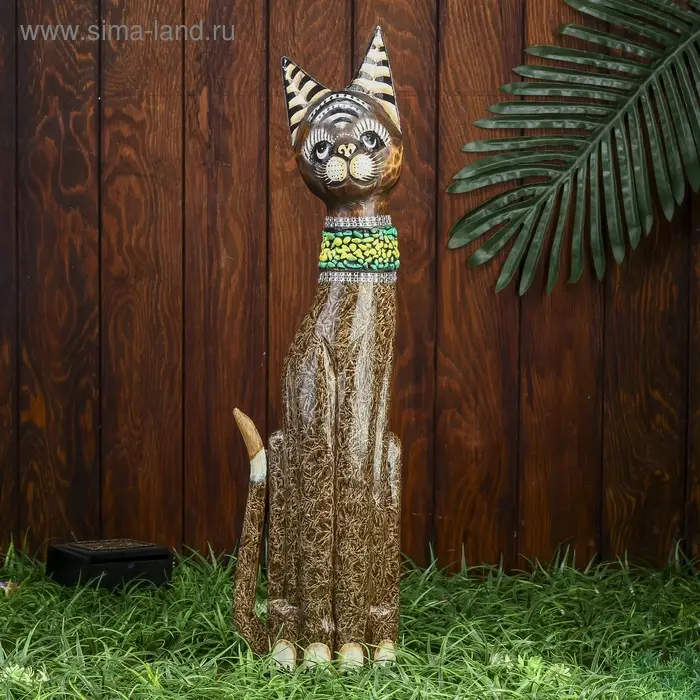 Сувенир дерево "Кошка в зелёном ошейнике со стразами" 60х12х6 см