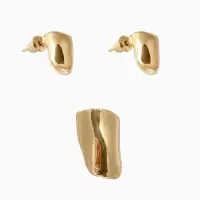 Набор серьги и каффа 3 шт. &laquo;Минимализм&raquo;, тренд, цвет золото