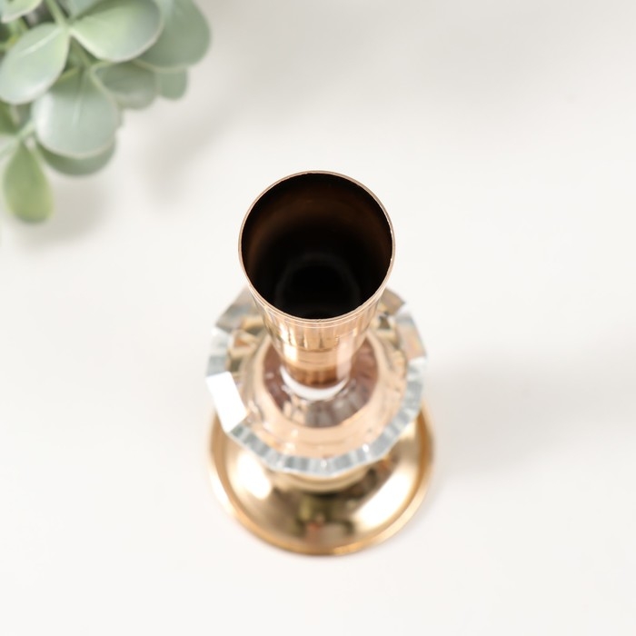 Подсвечник металл, акрил на 1 свечу Подсвечник металл, акрил на 1 свечу "Эллея" d=2,5 см золото 6х6х20 см