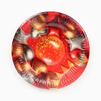 Тарелка одноразовая бумажная «Воздушные шары фольга», красная 18 см
