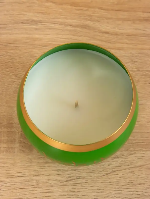 Свеча в чаше Yoga heal the soul зелёная, соевый воск 200 гр 8,5х7 см