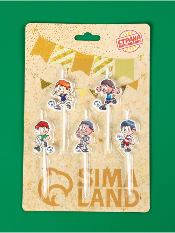 Набор свечей в торт Набор свечей в торт "Футболисты", 5 шт, 5 см, на шпажке