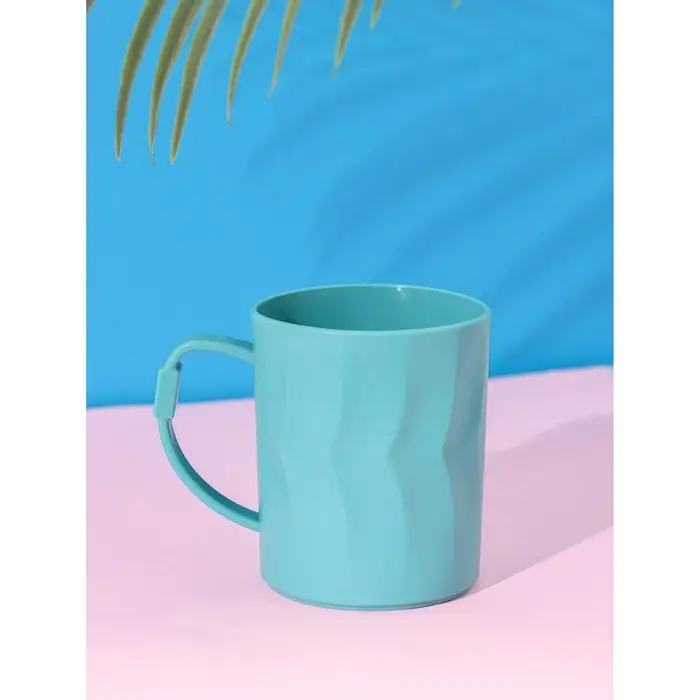 Кружка пластиковая Доляна «Грани», 350 мл, с ручкой, для горячего, бирюзовая Кружка пластиковая Доляна «Грани», 350 мл, с ручкой, для горячего, бирюзовая